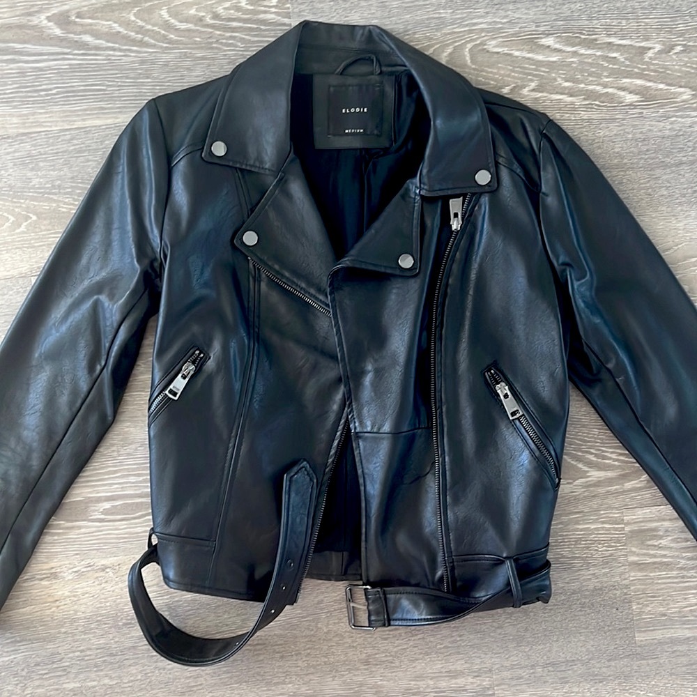Elodie Faux Leather Jacket Gunmetal Hardware